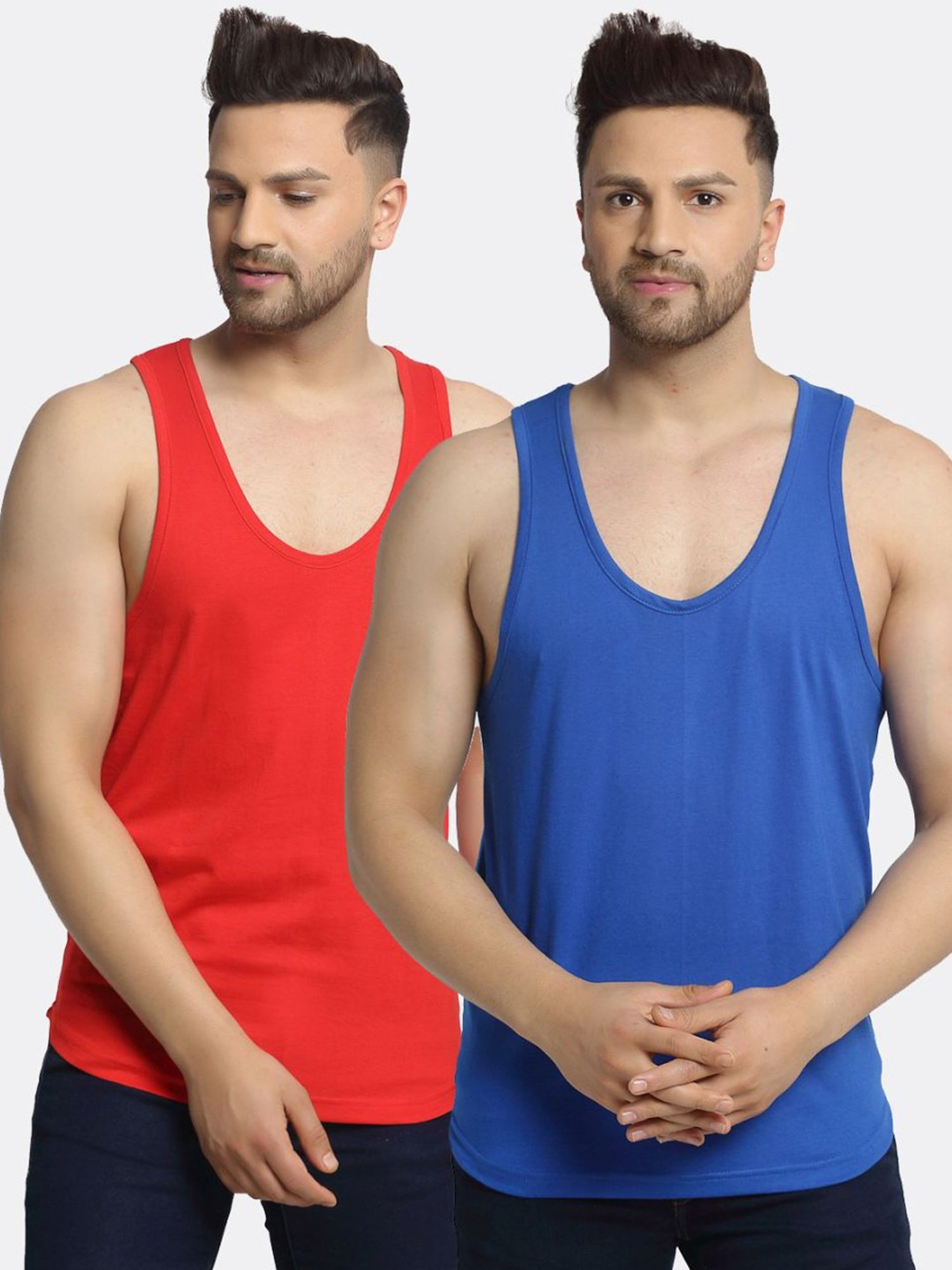Friskers Multi Cotton Slim Fit Vest - Pack of 2
