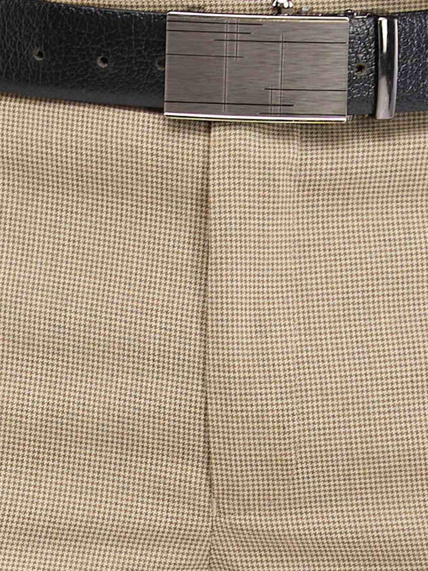 Park Avenue Brown Regular Fit Self Pattern Trousers