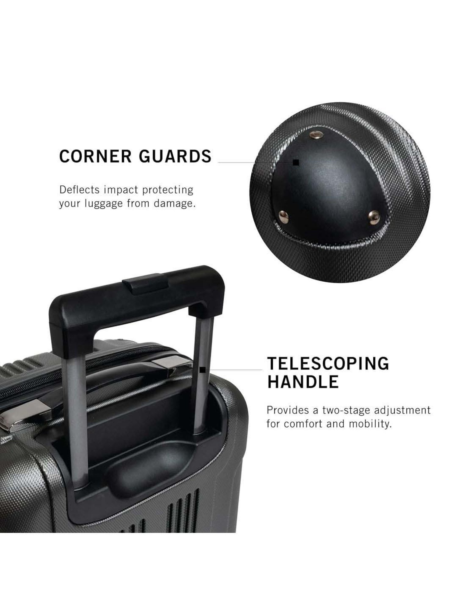 Kenneth Cole Charcoal Textured Hard Cabin Trolley Bag - 20 Cms