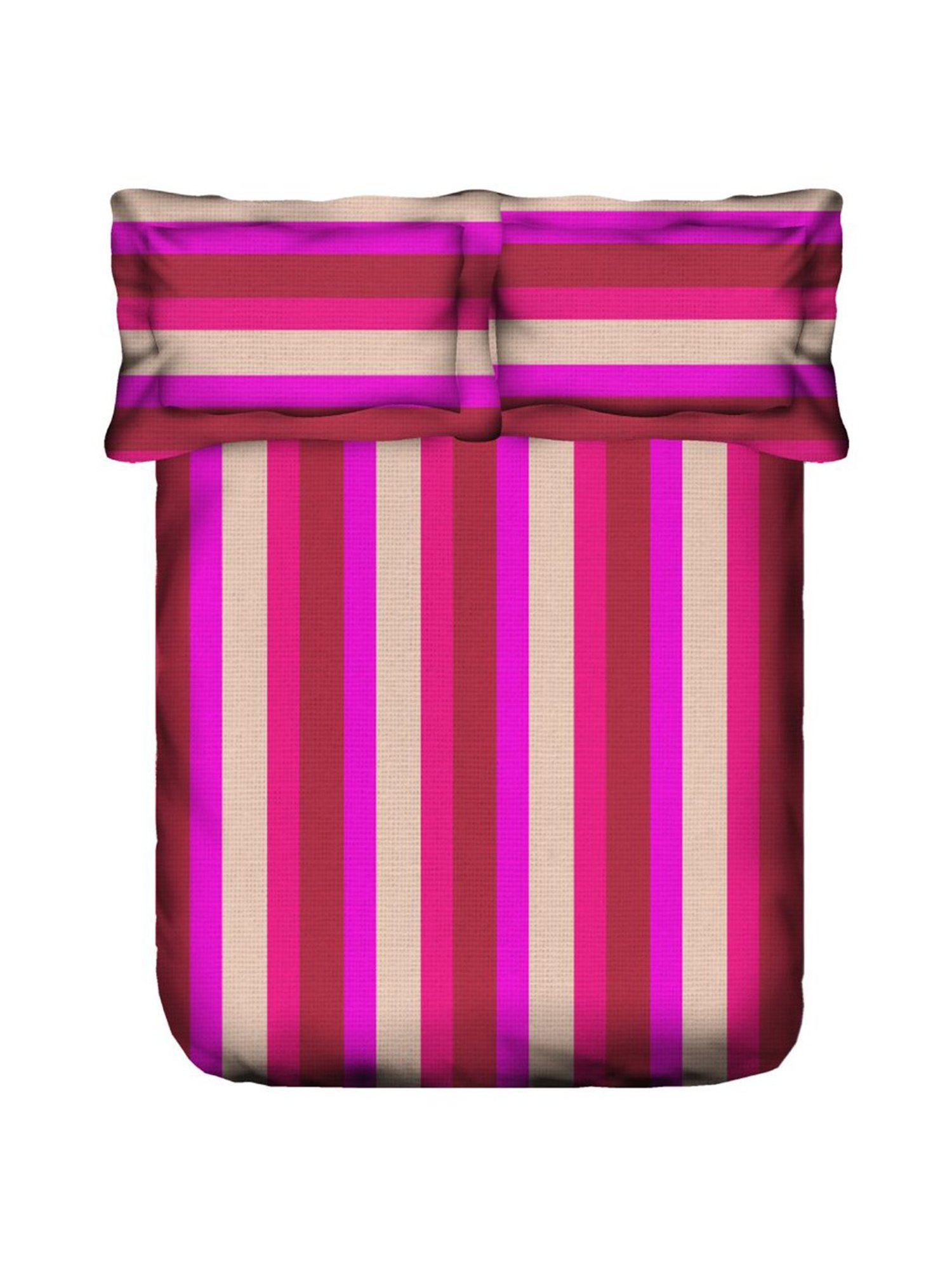 Swayam Stripes Red & Beige 180 TC Cotton King Bedsheet with 2 Pillow Covers