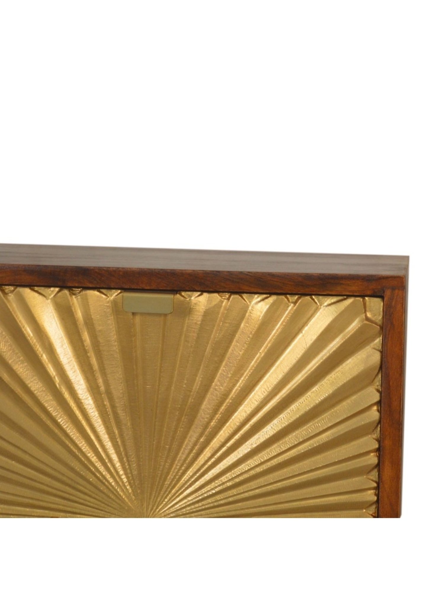 Artisan Furniture Manila Solid Brown Mango Wood Side Table Gold Finish