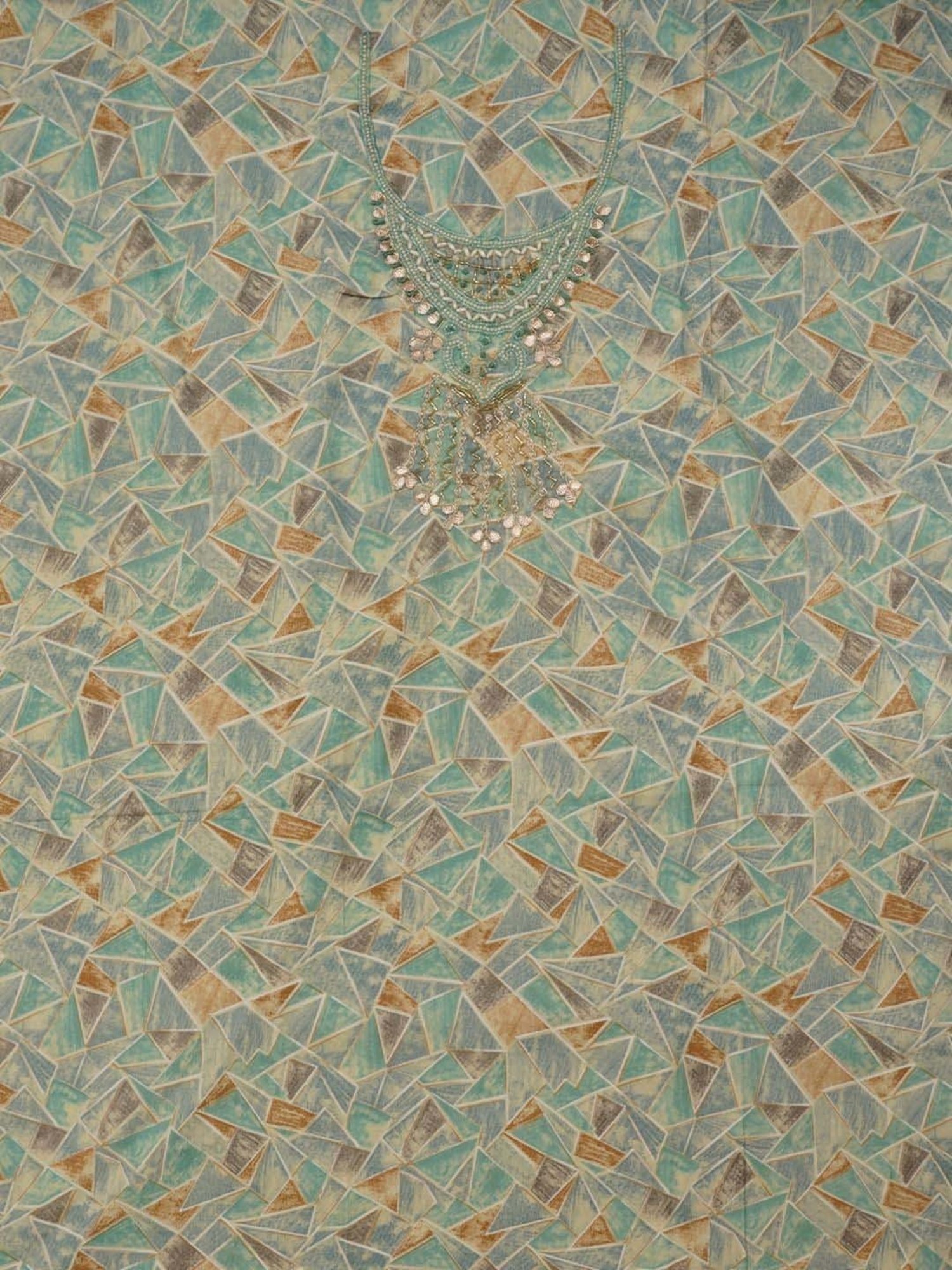 Jaipur Kurti Green Embellished Unstitched Dress Material