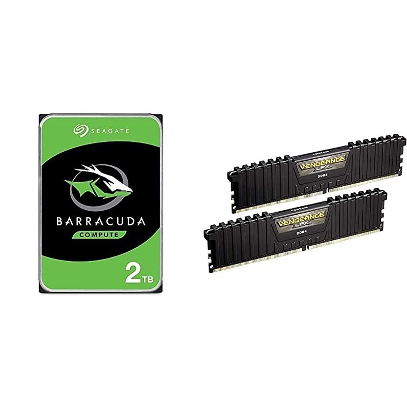 Barracuda 2TB Internal Hard Drive HDD 35 Inch SATA 6Gbs 7200 RPM 256MB Cache 35Inch amp Corsair Vengeance LPX 16GB 2x8GB DDR4 DRAM 3000MHz C15 Desktop Memory Kit Black