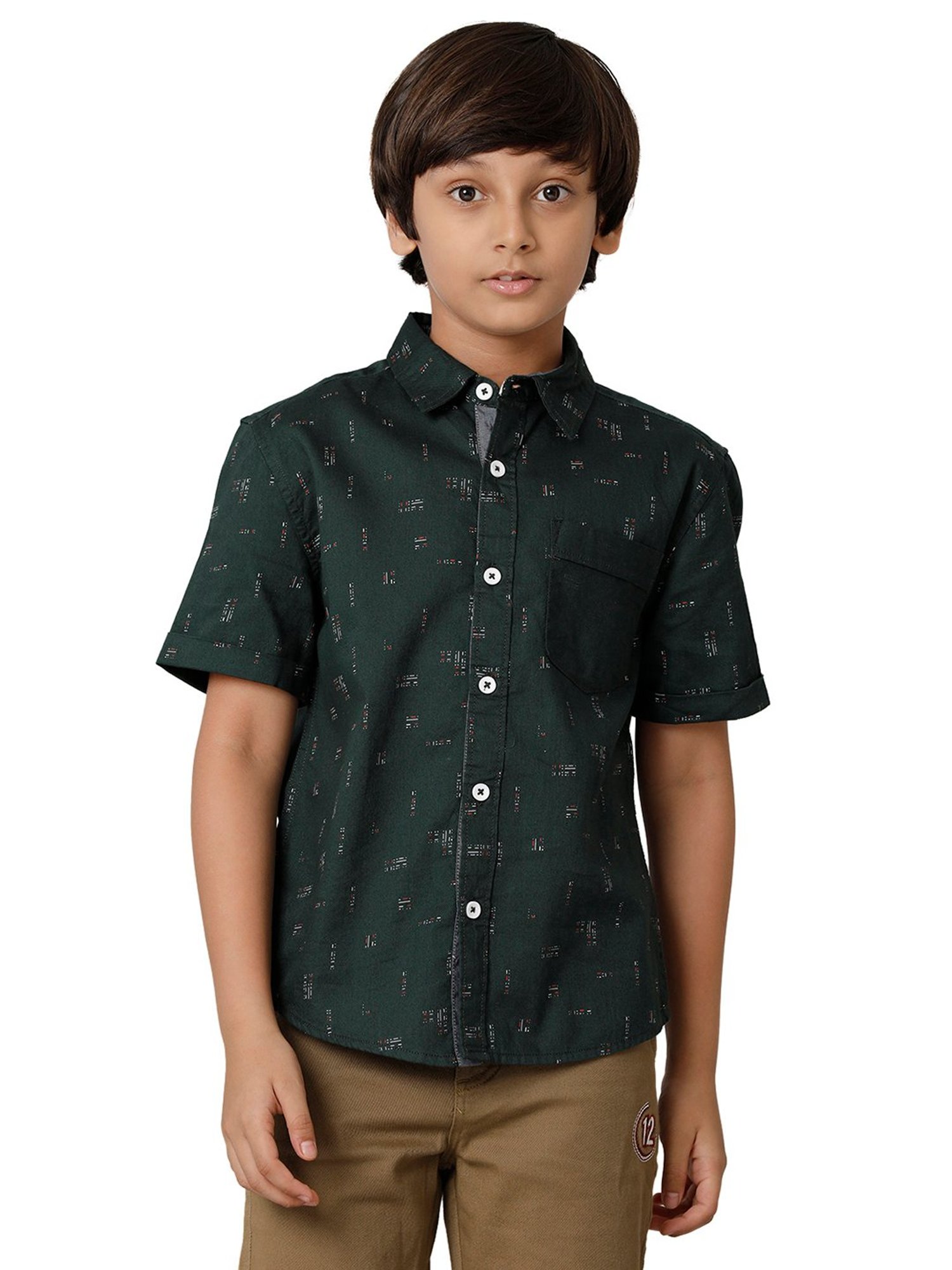 Under Fourteen Only Kids Green Printed Shirt