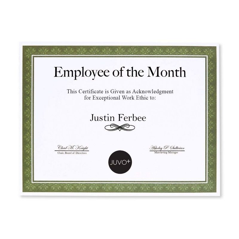 50-Sheet Certificate Paper, Letter Size Award Paper with Green Border for Diploma, 8.5" x 11"