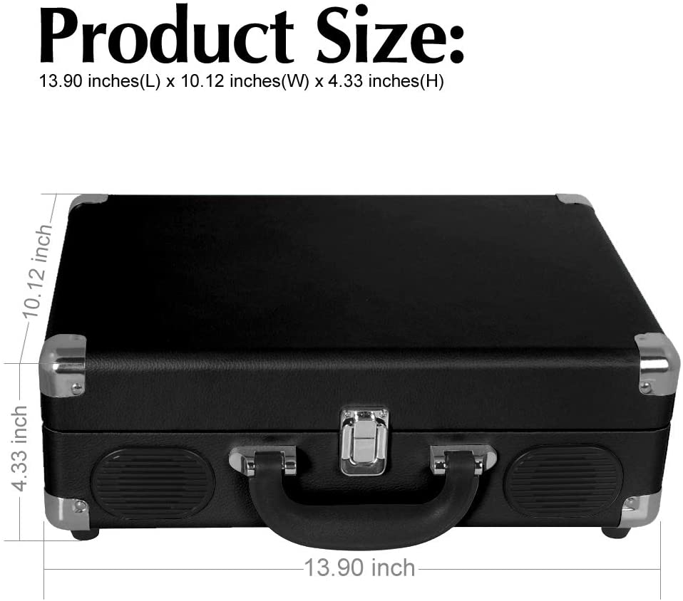 LP&No.1 Portable Suitcase Turntable with Stereo Speaker,3 Speeds Belt-Drive Vinyl Record Player Blue