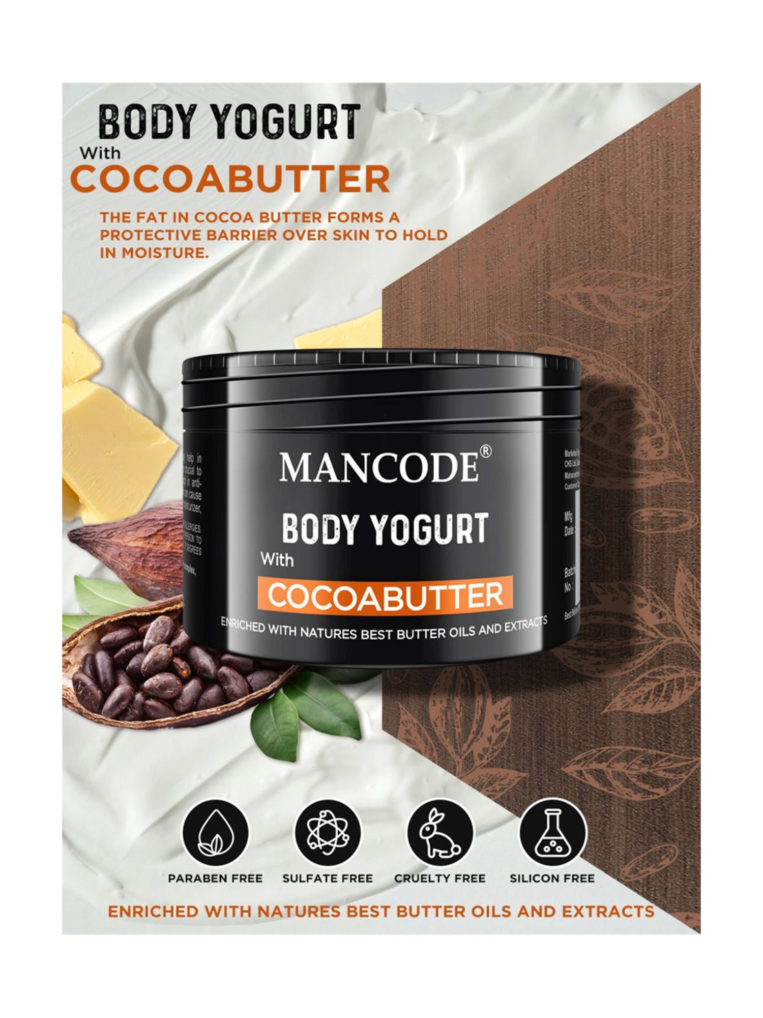 Mancode Cocoa Butter Body Yogurt - 100 gm