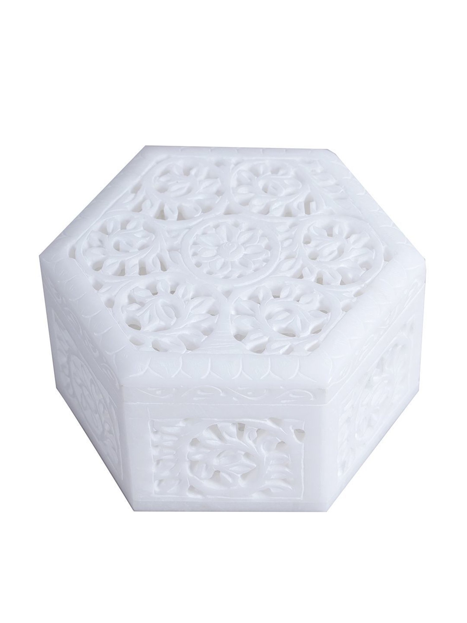 Aapno Rajasthan White Marble Jewellery Box