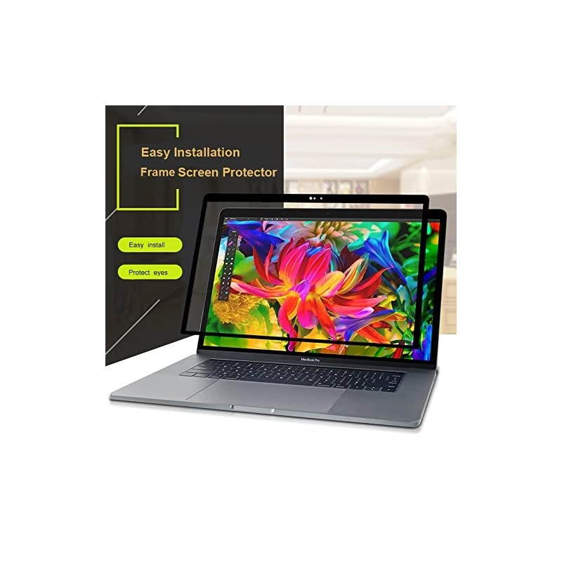 Black Frame Screen Protector Bubble Free Easy Install High Definition Clear PET Film for MacBook Touch Bar Pro 15 A1707 A1990