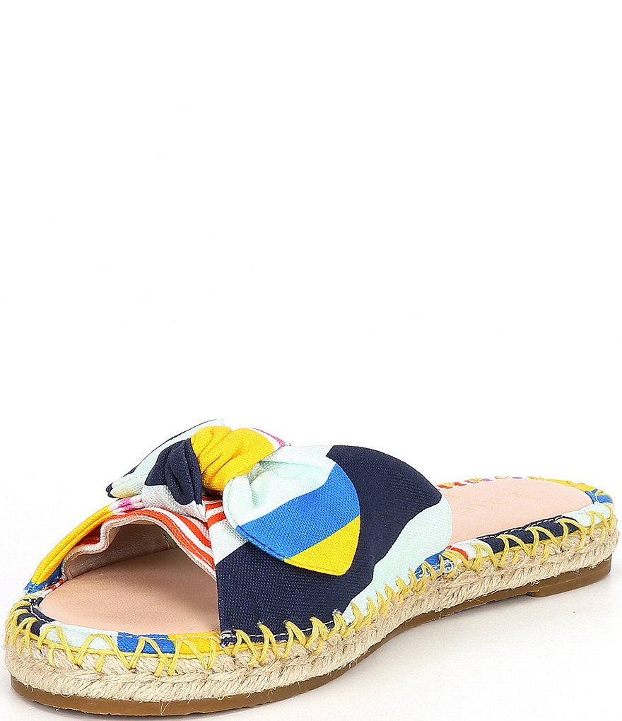 kate spade new york Saltie Shore Striped Fabric Bow Espadrille Flat Slides
