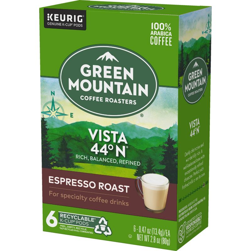 Green Mountain Coffee Vista 44° North Espresso Roast Keurig K-Cup Coffee Pods - Dark Roast - 6ct