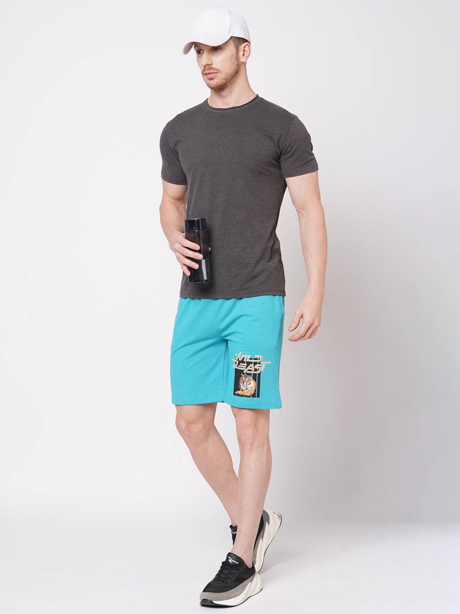 Fitz Turquoise Slim Fit Printed Shorts
