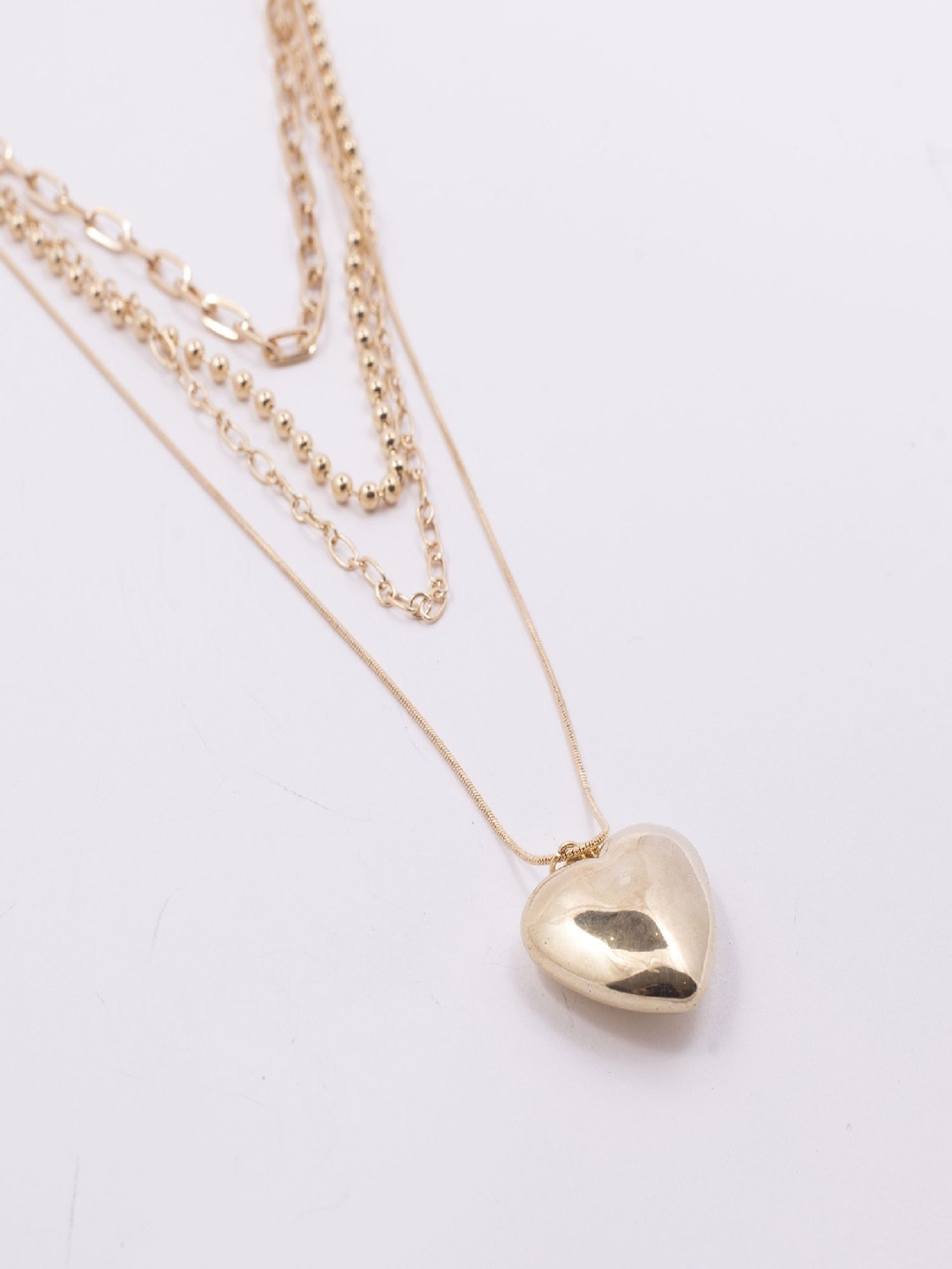 Jewelz Golden Heart Pendant Multi-Layered Necklace for Women