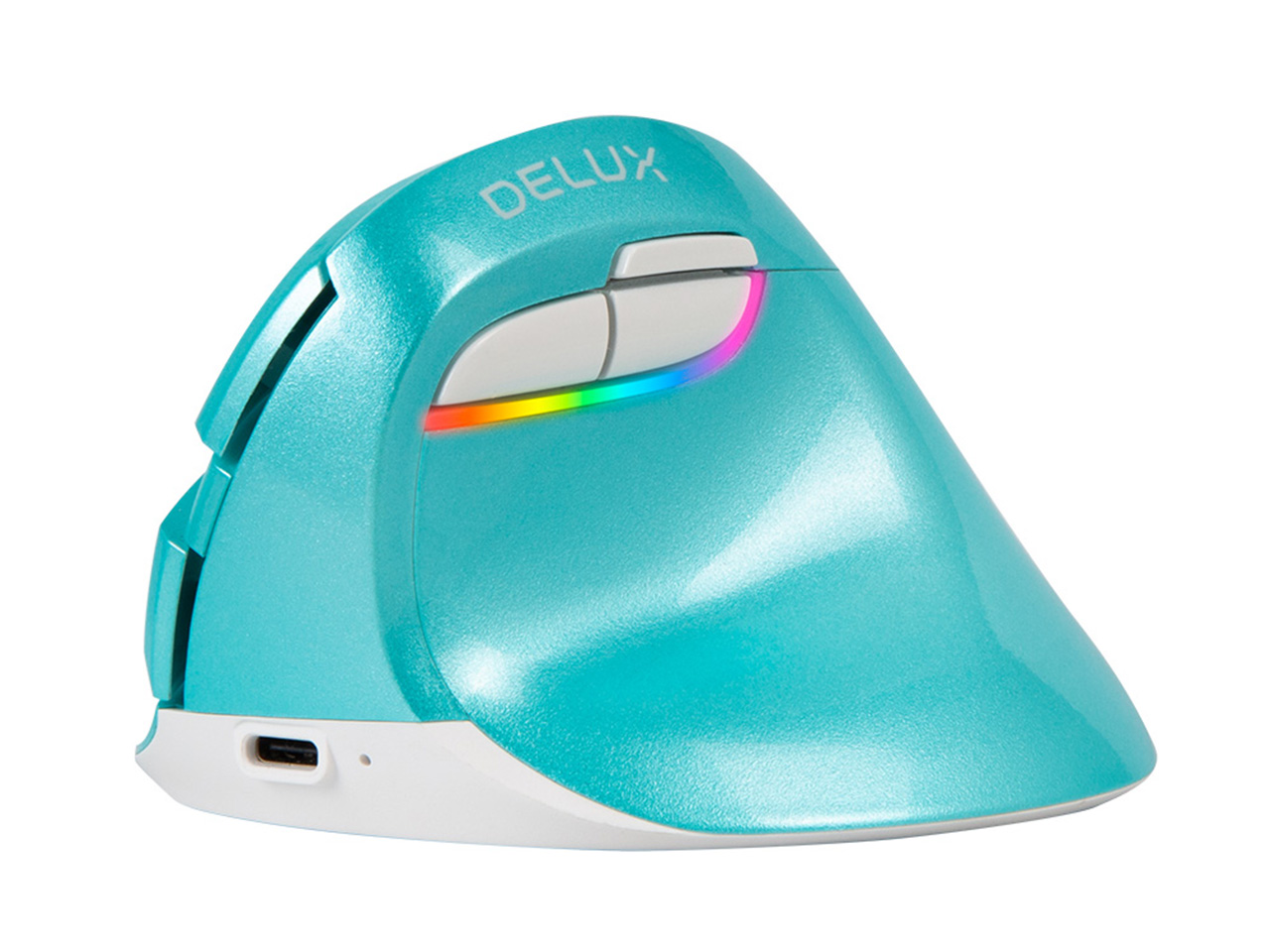 DELUX Wireless Small Vertical Mouse, Type-C Rechargeable Dual Mode Silent Ergonomic Mice with Bluetooth 4.0 and USB Nano Receiver, 4 Adjustable DPI and 6 Buttons (M618mini-White)