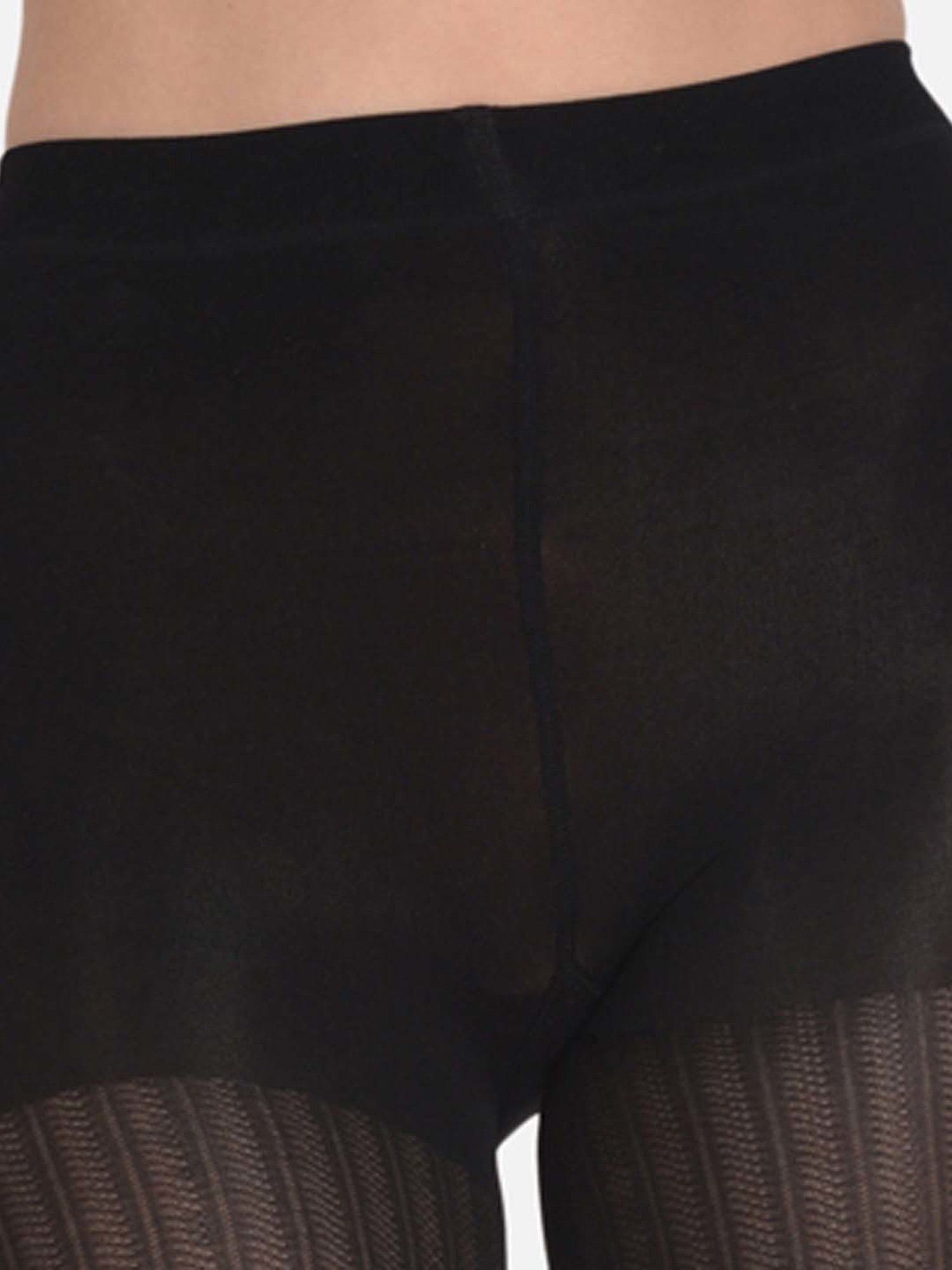 mod & shy Black Self Pattern Pantyhose Stockings