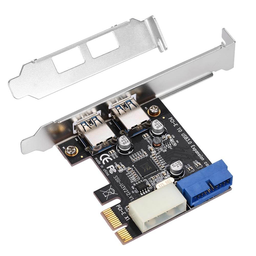 Super S2 USB 3.0 Ports PCI-E PCI Express Expansion Card Host Card with USB 3.0 19-pin Power Connector 4-pin IDE Power Connector