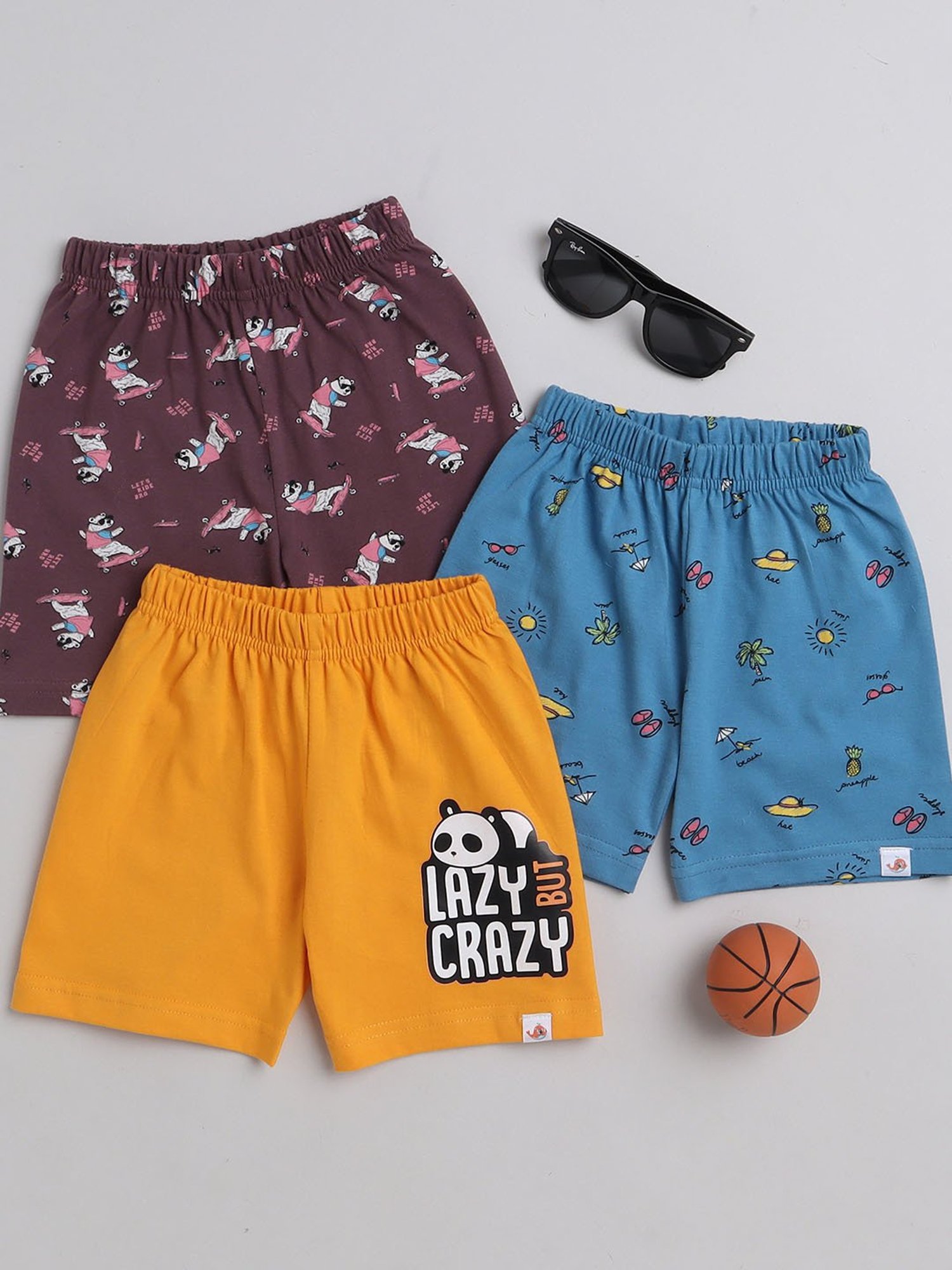 Bumzee Kids Multicolor Printed Shorts (Pack Of 3)