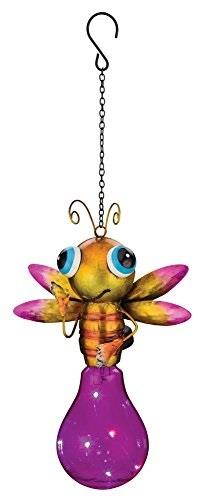 regal art & gift solar firefly lantern, pink