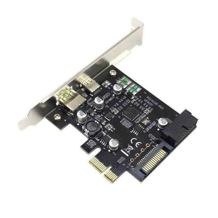PCI-E 1x Express to USB 3.1 Type C & USB 3.0 Dual Port Add on Expansion Adapter