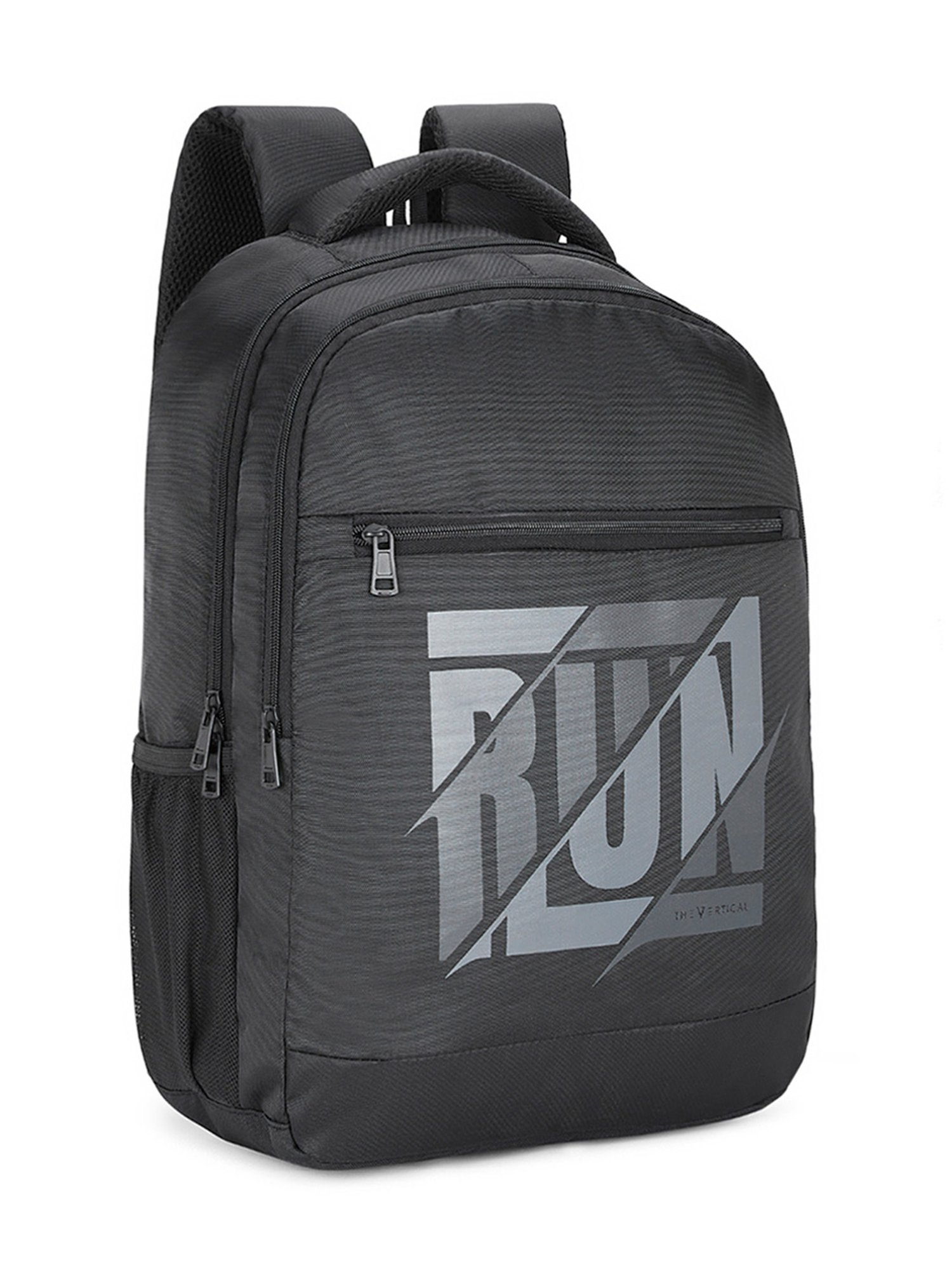The Vertical Run Devin Black Textured Medium Laptop Backpack