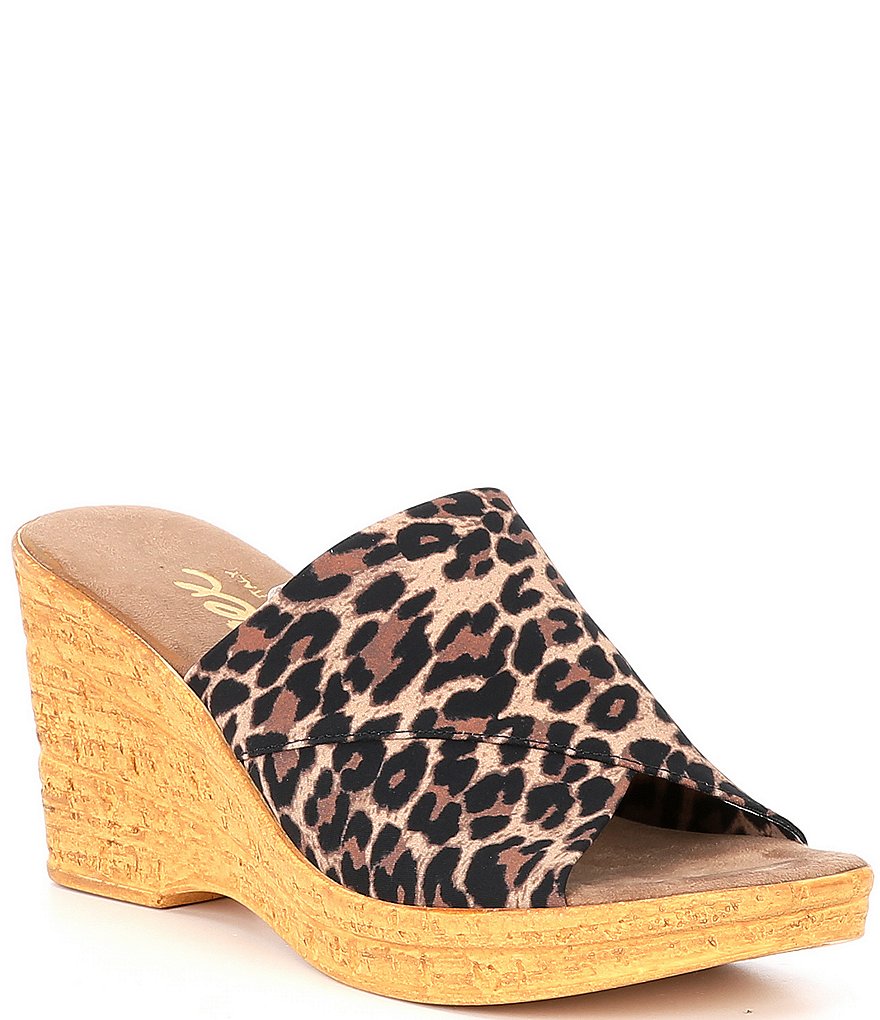 Onex Christina Elastic Leopard Wedge Sandals