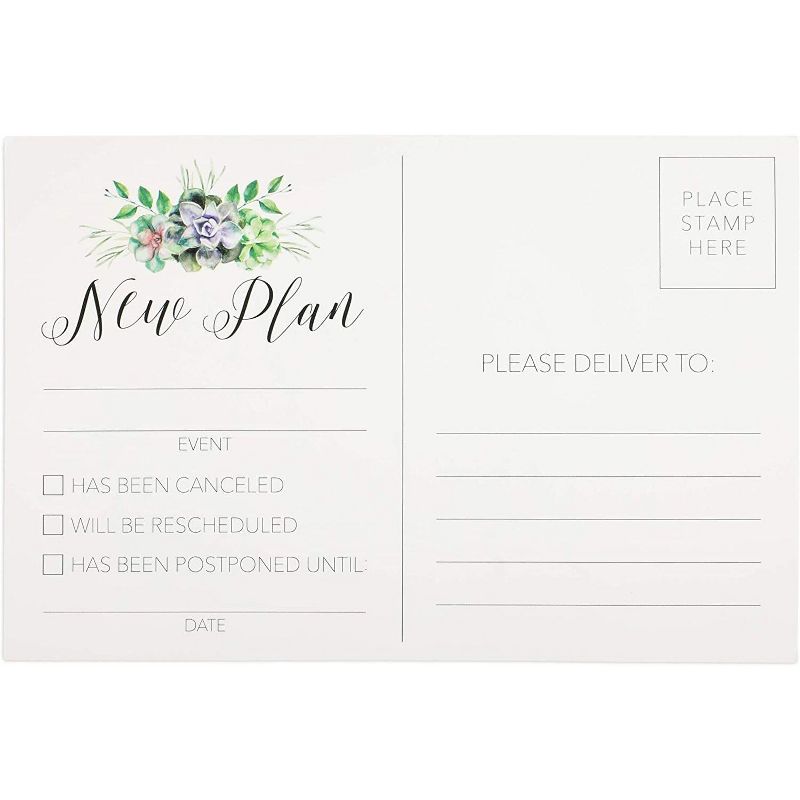 Pipilo Press 48-Pack Change of Plans Postcard, Floral Event Postponement Cards (6 x 4 In)