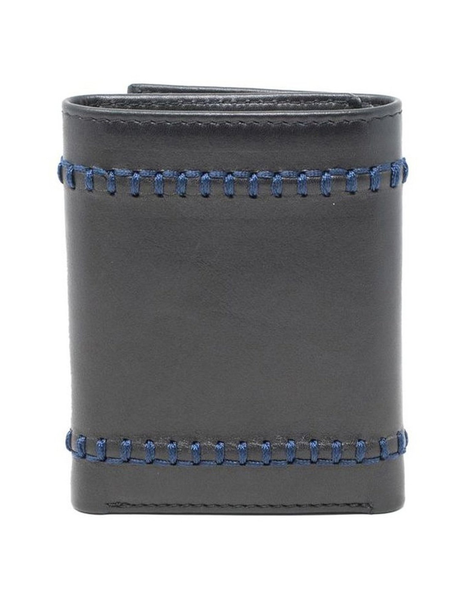 Tohl Black Casual Leather Tri-Fold Wallet for Men