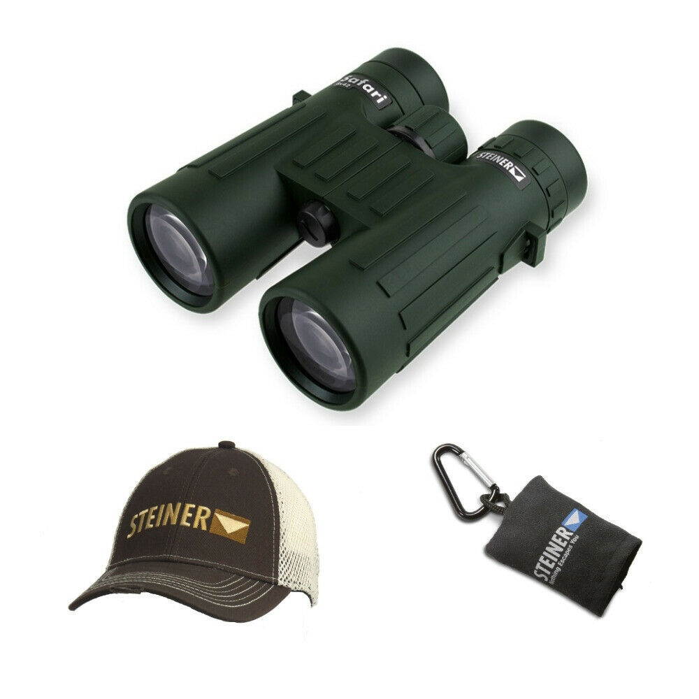 Steiner 8x42 Safari Binoculars with Cap and Microfiber Lens Cloth Pouch