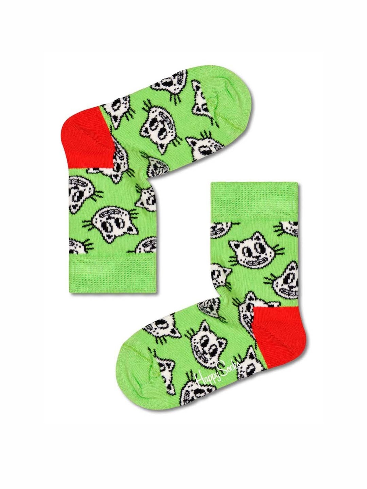 Happy Socks Kids Cat Green Cotton Printed Socks (4-6Y)