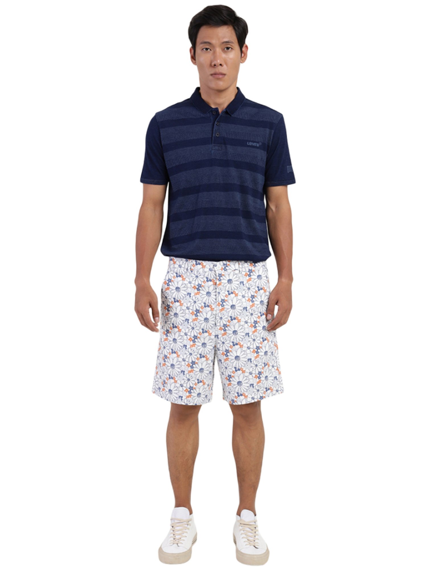 Levi's White Relaxed Fit Floral Print Shorts