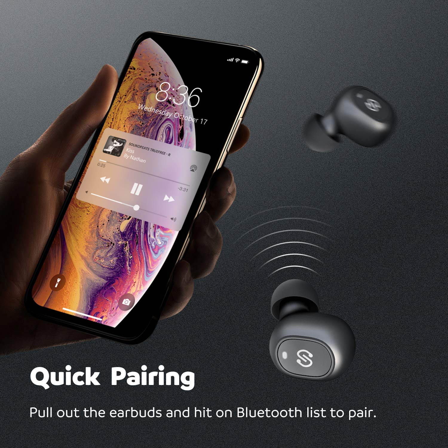 True Wireless Bluetooth Earbuds in-Ear Stereo Bluetooth Headphones Wireless Earphones (Bluetooth 5.0, Built-in Mic, Stereo Calls, Total 15 Hours Playtime)