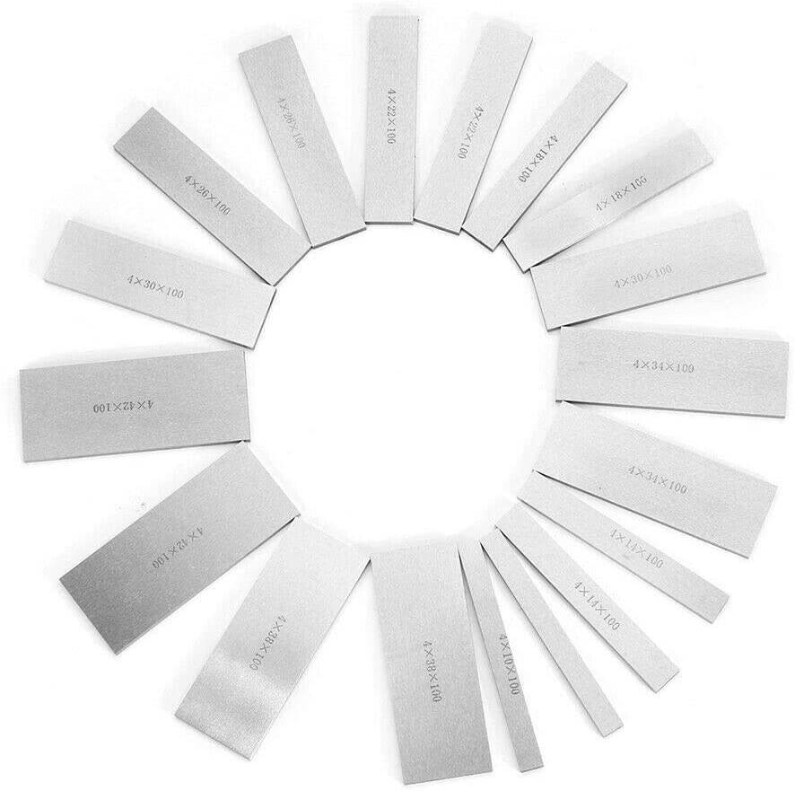 Redcolourful 9 Pairs 18Pcs High-Precision Manufactured Parallel Pad Gauge Block CNC Milling Pads Set 100mm x (10-42mm) Alloy Steel Easy Carry