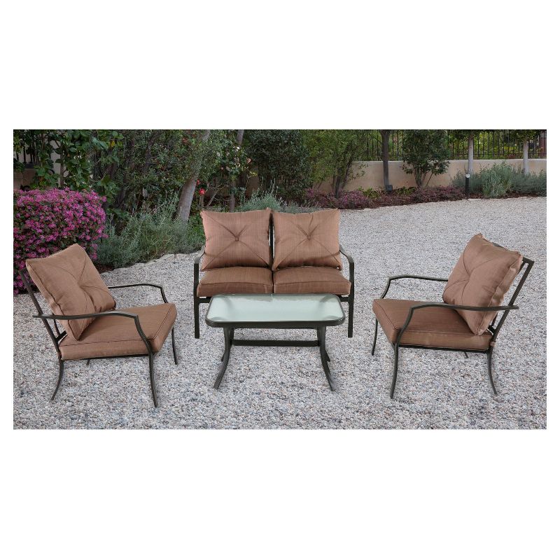 Crawford 4pc Metal Patio Chat Set - Tan