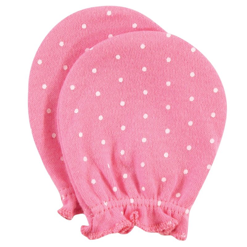 Hudson Baby Infant Girl Cotton Scratch Mittens, Blue Pink Floral, 0-6 Months