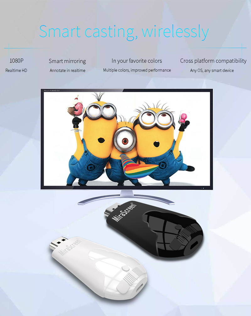 Newest TV Stick Mirascreen K4 2.4GHz Wireless WiFi Display Dongle Support 1080P HD Miracast Airplay DLNA for Android IOS Phone Table PC