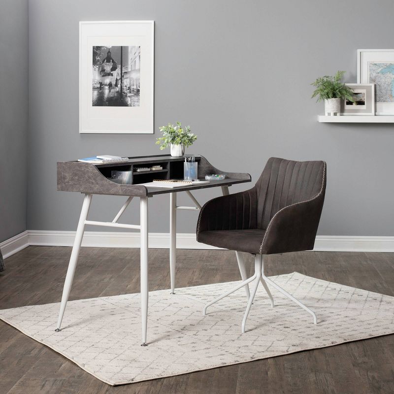 Adelaide Swivel Office Chair White/Bark Gray - Calico Designs