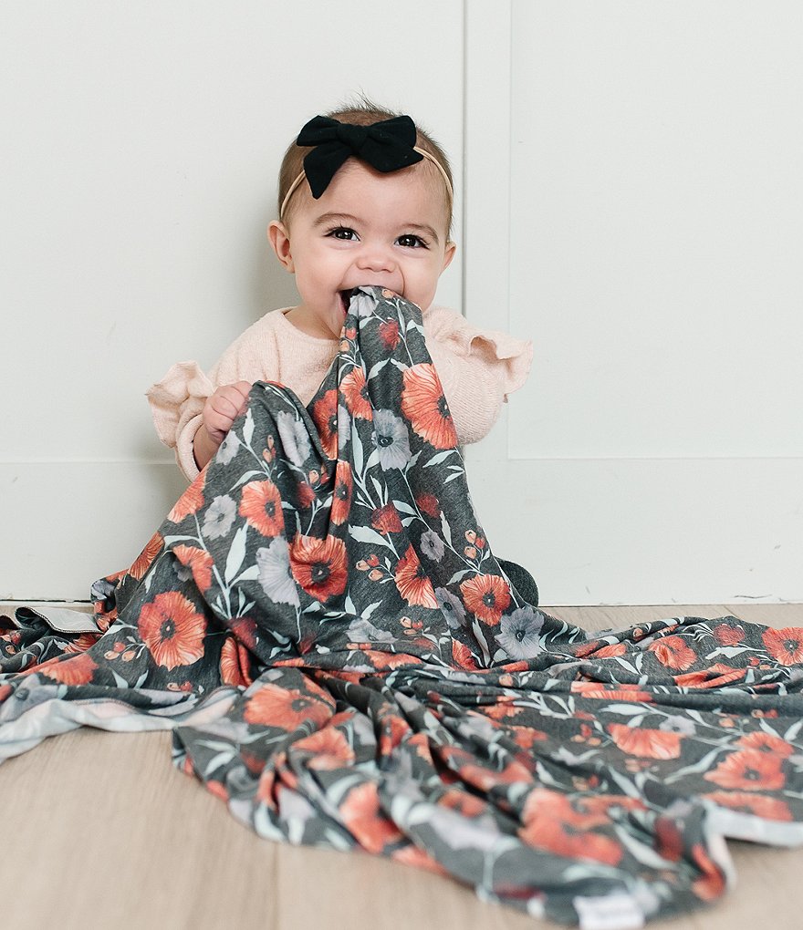 Copper Pearl Baby Girls Poppy Floral Knit Swaddle Blanket