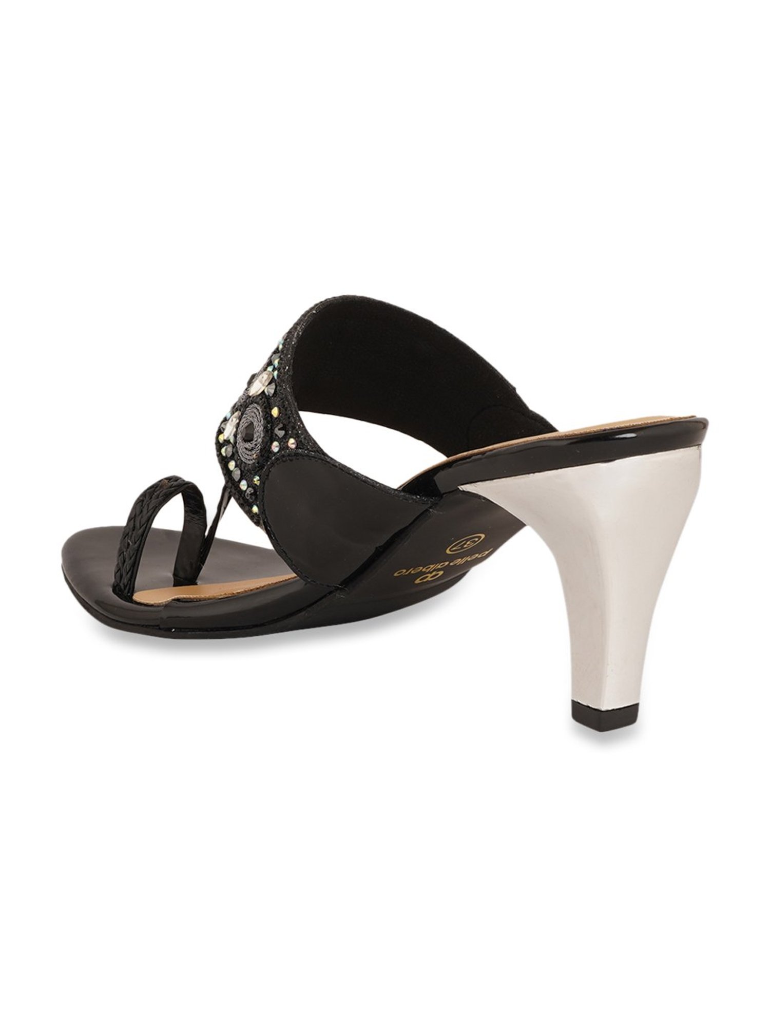 Pelle Albero Women's Black Toe Ring Stilettos