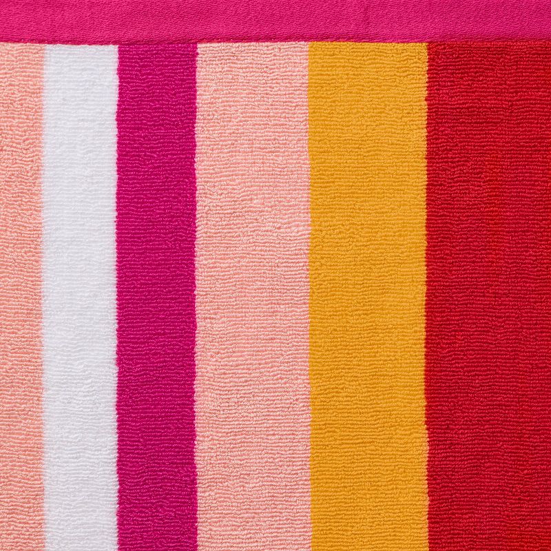 Warm Striped Sand Resistant Beach Towel Pink - Sun Squad™