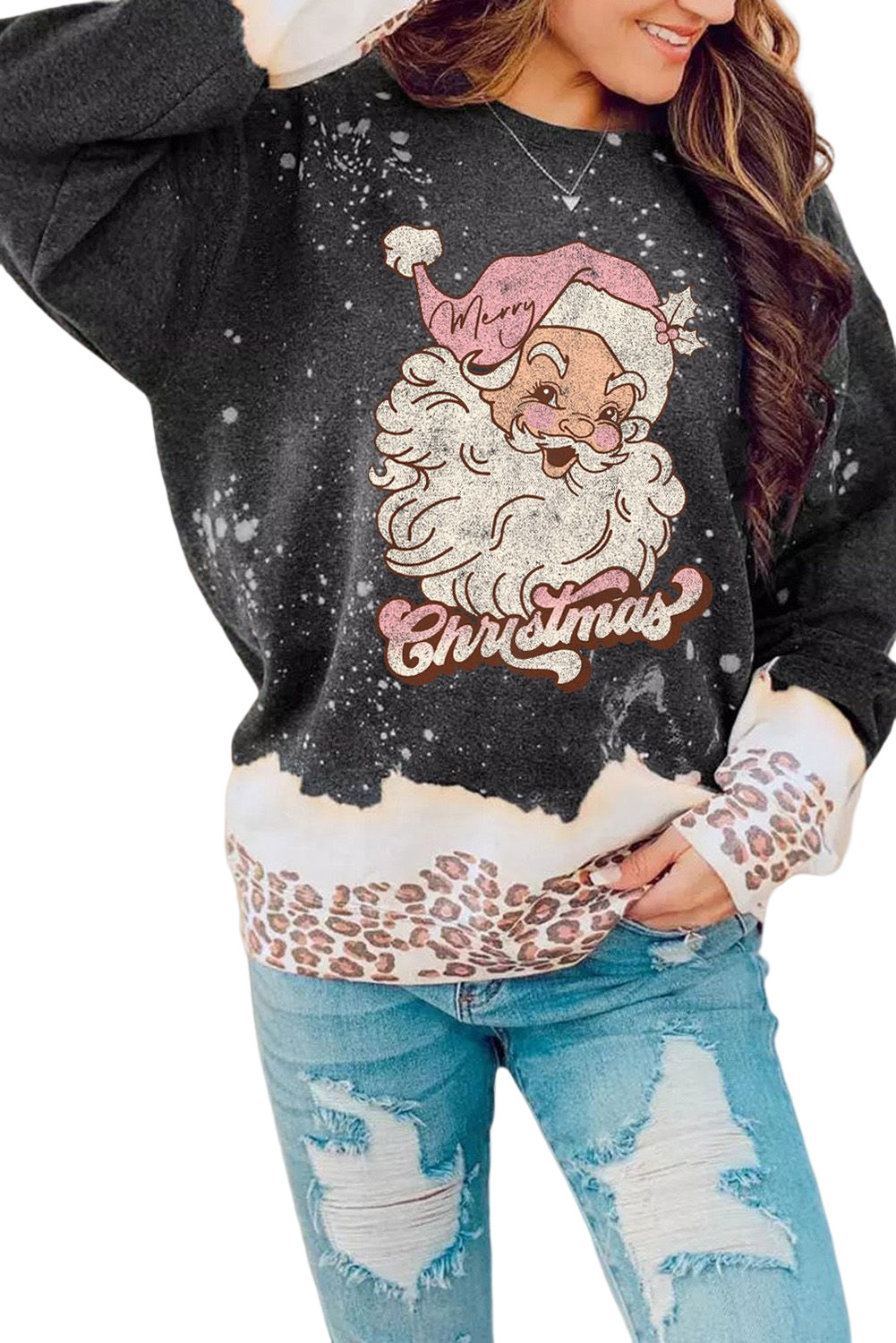 Racing Red Christmas Candy Cane Print Plus Size Sweatshirt