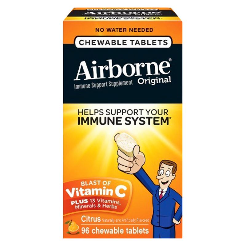 Airborne Immune Support Chewable Tablets with Vitamin C & Zinc - Citrus - 96ct