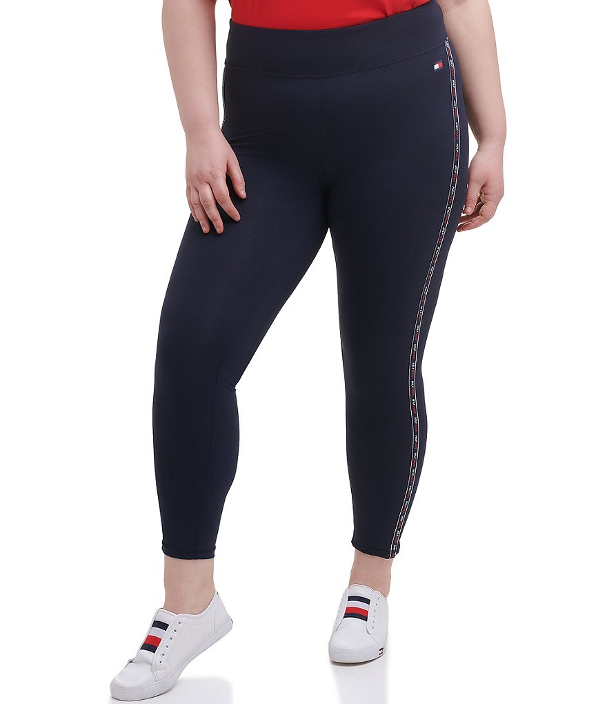 Intro Plus Size Splash Tie Dye Loop Strap Hem Detail 7/8 Ankle Pull-On Leggings