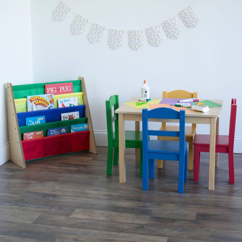 5pc Primary Collection Wood Table and Chairs Set Natural - Humble Crew