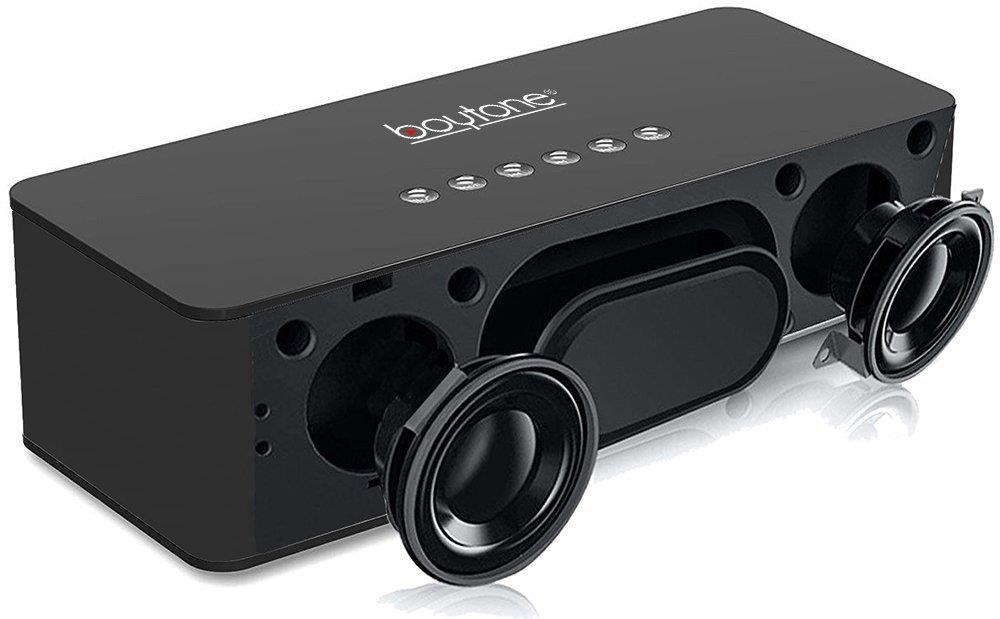 Boytone BT-87CR Portable FM Radio Alarm Clock, Wireless Bluetooth 4.1 Speaker, Built-in 8 Hours Play Rechargeable Batter