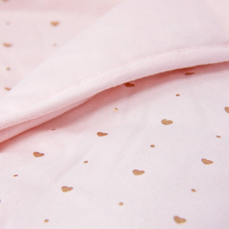 Living Textiles Baby Quilted Comforter - Metallic Hearts + Solid Pink