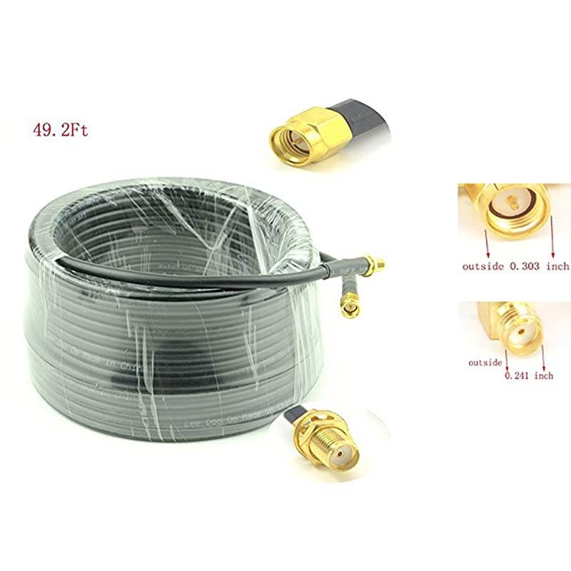Coaxial Extension Cable 15Meter492 Ft RG58 SMA Female to SMA Male Extension RF Coaxial Cable Connector and TwoWay Radio Applications Pure Copper 50 ohm RF Jumper Cable