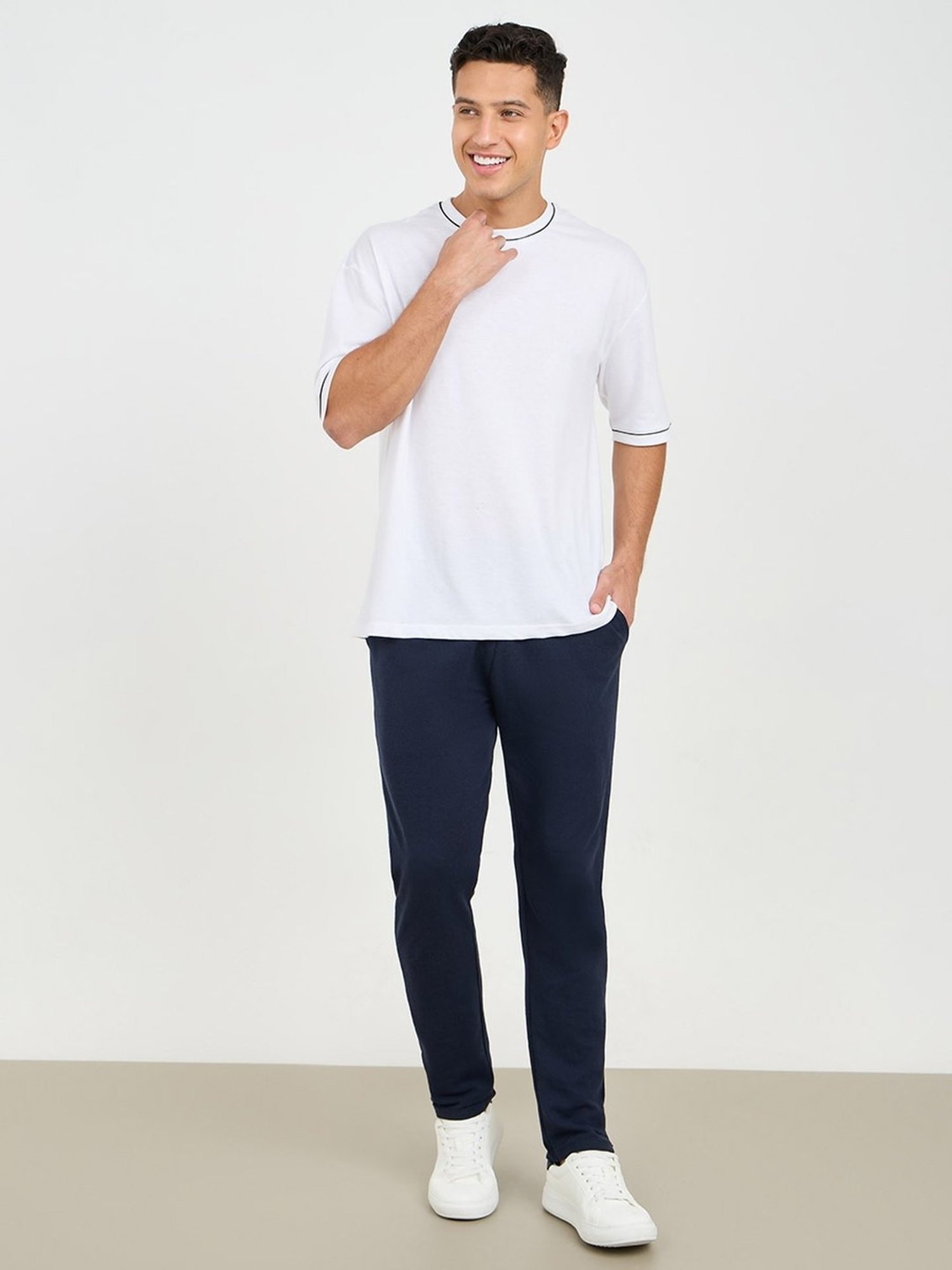 Styli Navy Slim Fit Cotton Trackpants