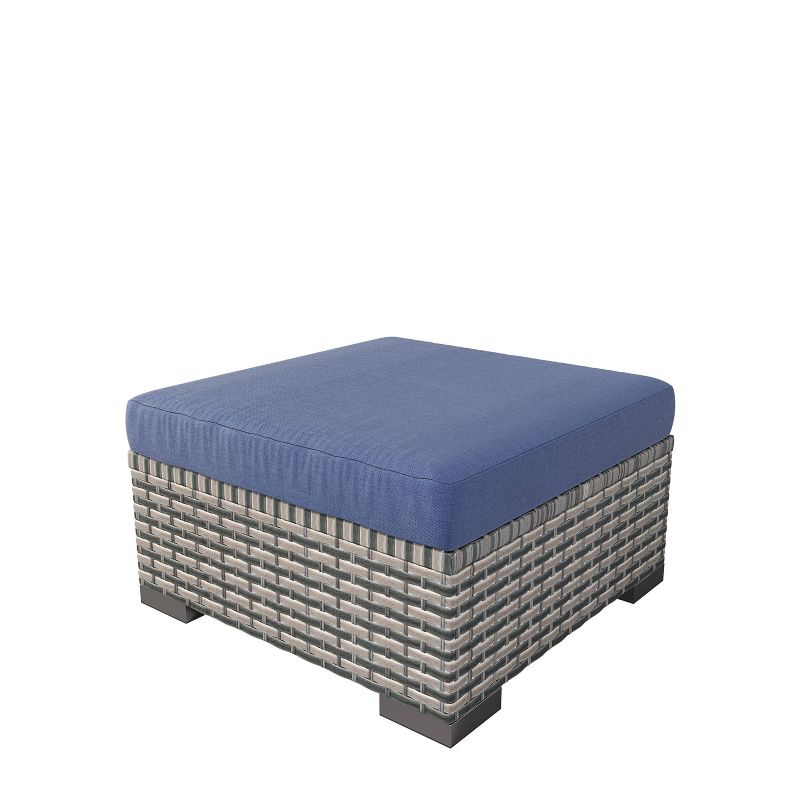 Nolin 7pc Sectional Weathered Brown Frame Sunbrella Spectrum Denim Fabric - La-Z-Boy