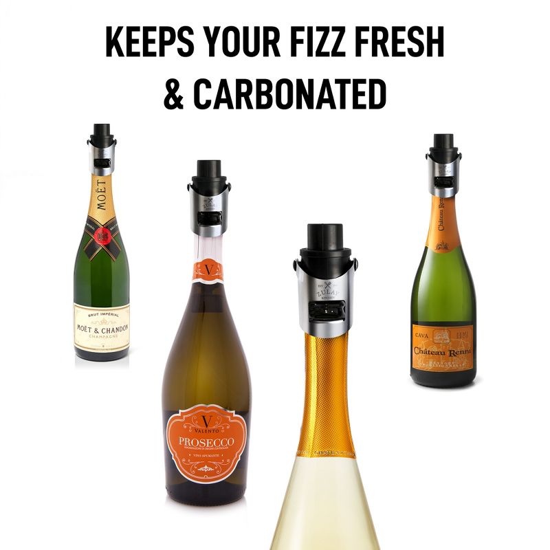 Zulay Kitchen Champagne Stopper & Cork with Built-In Pressure Pump - Black