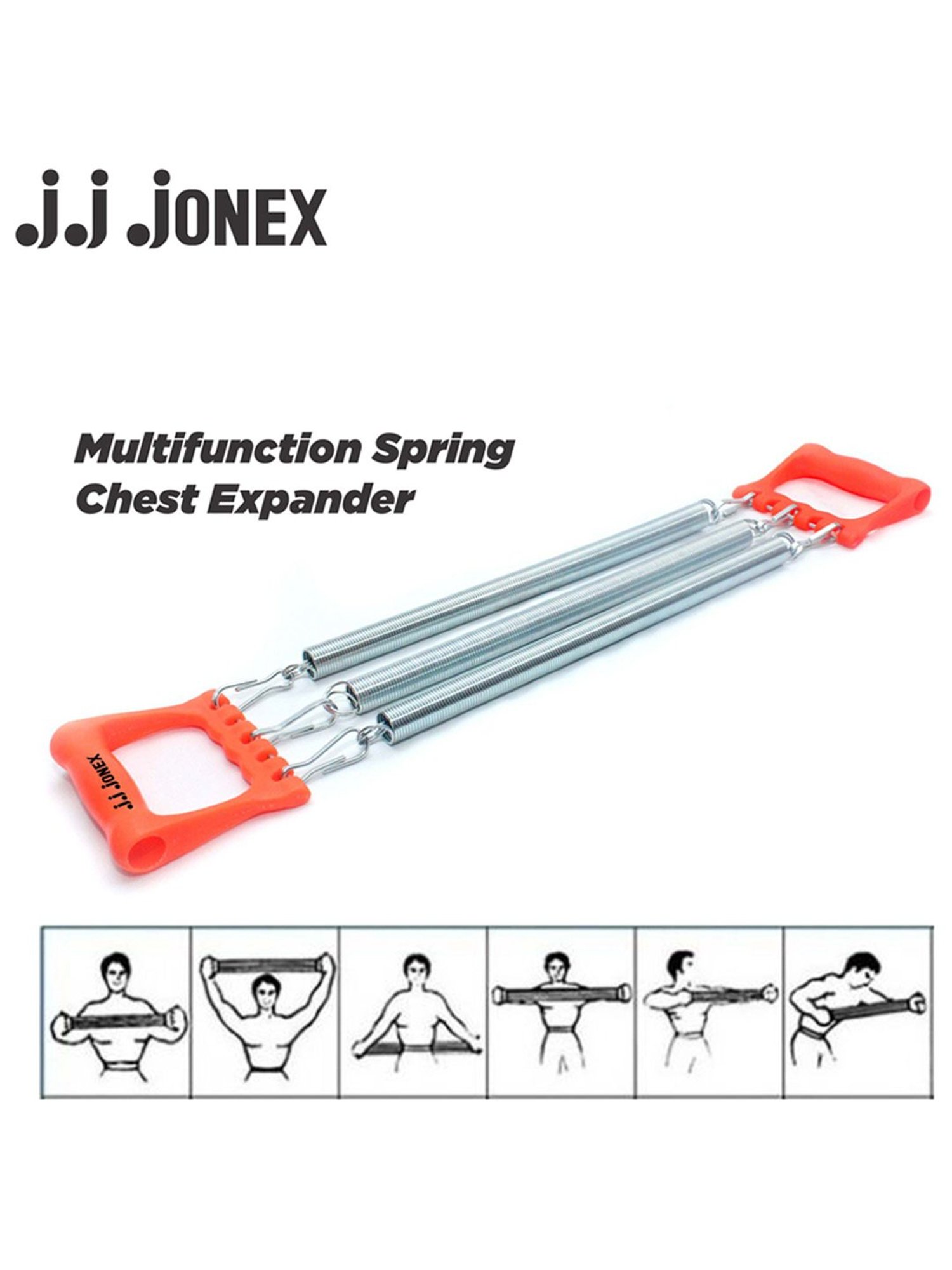 JJ Jonex Professional Gym Exercise Chest Pull Expander Fitness Puller 3 Spring (Red)